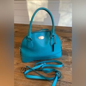 Coach Mini Cora Domed Satchel Crossbody Shoulder Bag Cadet Blue Turquoise Aqua